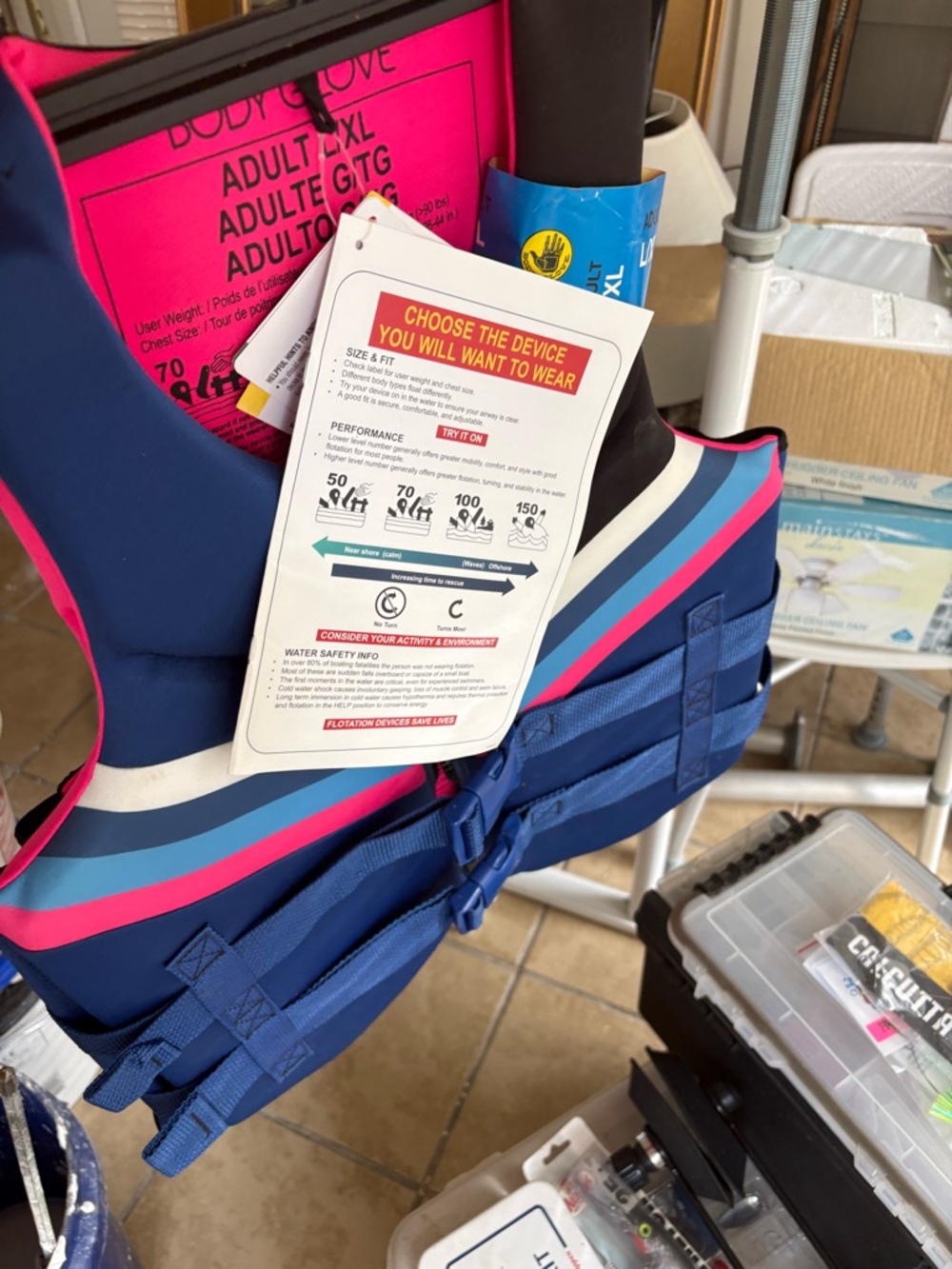 Body Glove Blue, Black & Pink Adult Life Vest - L/XL